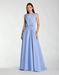 Floral Applique Sleeveless A Line Gown