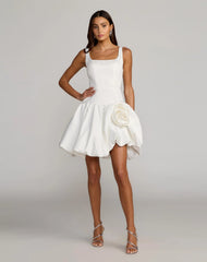Sleeveless Satin Bubble Hem Mini Dress