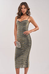 SHINE ON RHINESTONE MIDI DRESS