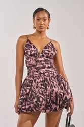 TATUM LEOPARD PRINT BUBBLE SKIRT MINI DRESS