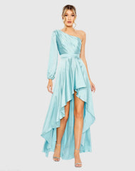 High Low One Shoulder Flowy Gown