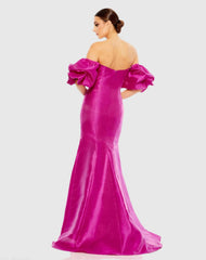 Pink Sweetheart Off The Shoulder Puff Sleeve Gown