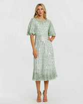 Flounce Sleeve Midi Dress