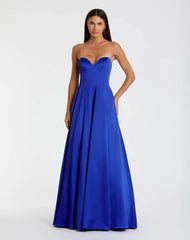Strapless Satin Ballgown With Bow Details