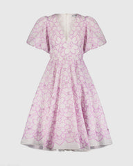 Multicolor Embroidered Floral Puff Sleeve Midi Dress - FINAL SALE