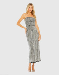 Embellished Strapless Sheath Dress