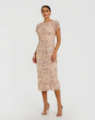 Embellished Cap Sleeve Midi Dress