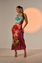 WORK OF ART SATIN MAXI DRESS