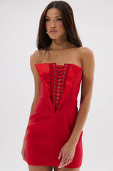 CHAUNTELLE LACE UP MINI DRESS