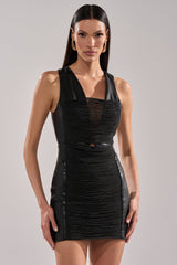 LEAH FAUX LEATHER SLEEVELESS MINI DRESS