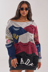 TALK LATER OFF THE SHOULDER PATCHWORK DRESS