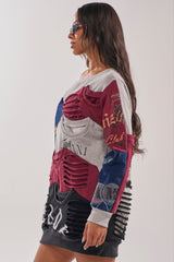 TALK LATER OFF THE SHOULDER PATCHWORK DRESS