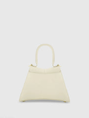 White Angular Small Leather Handbag With Gold Hardware - FINAL SALE