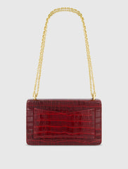 Red Crocodile Leather Shoulder Bag With Gold Hardware - FINAL SALE