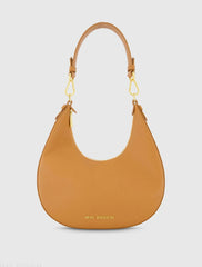 Brown Grain Leather Hobo Bag With Gold Hardware - FINAL SALE