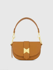 Grain Leather Saddle Bag With Gold Hardware - FINAL SALE