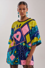 QUEEN OF HEARTS SEQUIN TSHIRT DRESS