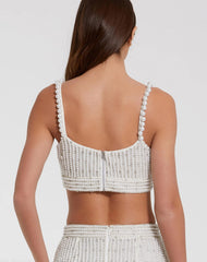 White Pearl Beaded Bra Top