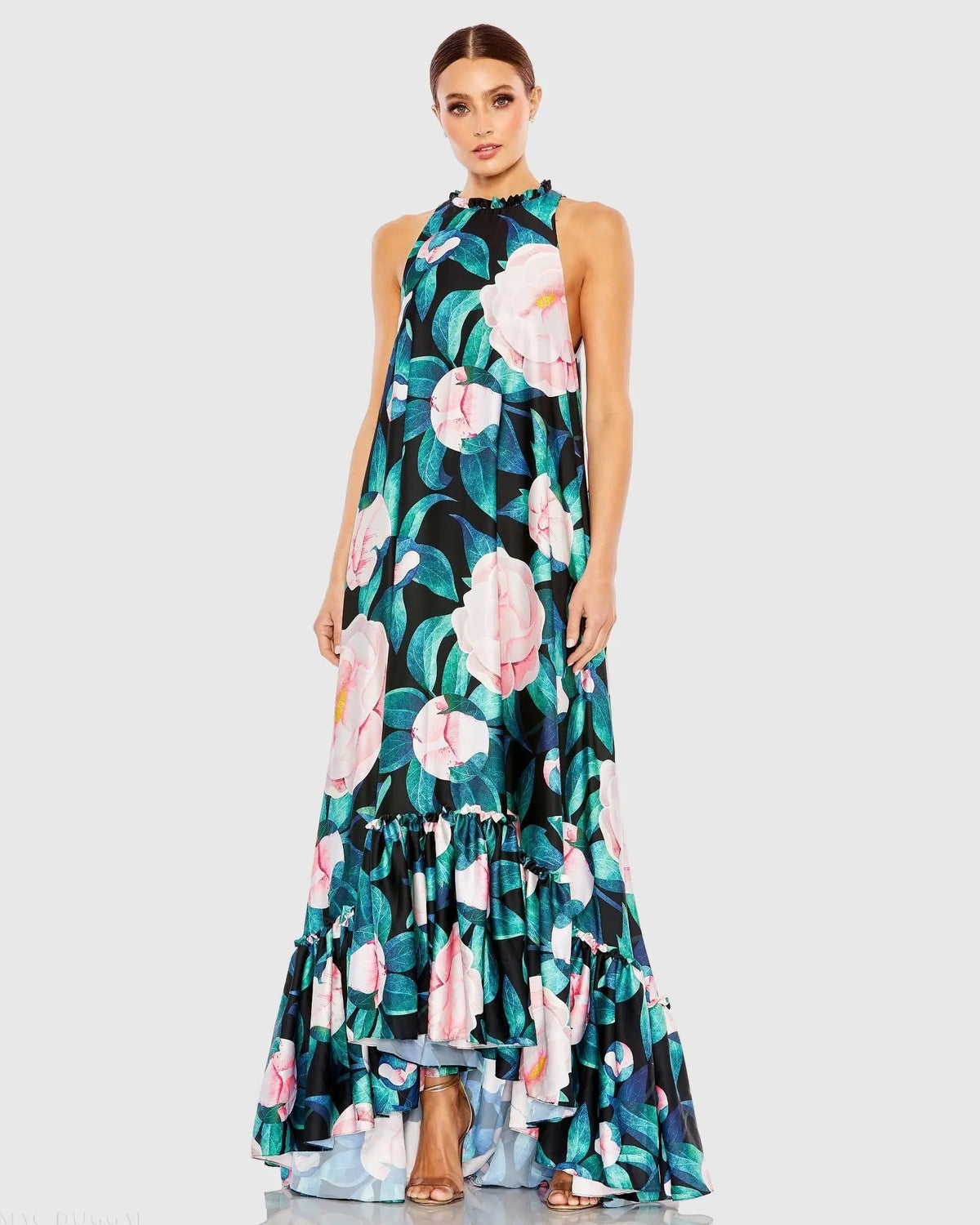 Multicolor High Neck Floral Babydoll Long Dress - FINAL SALE