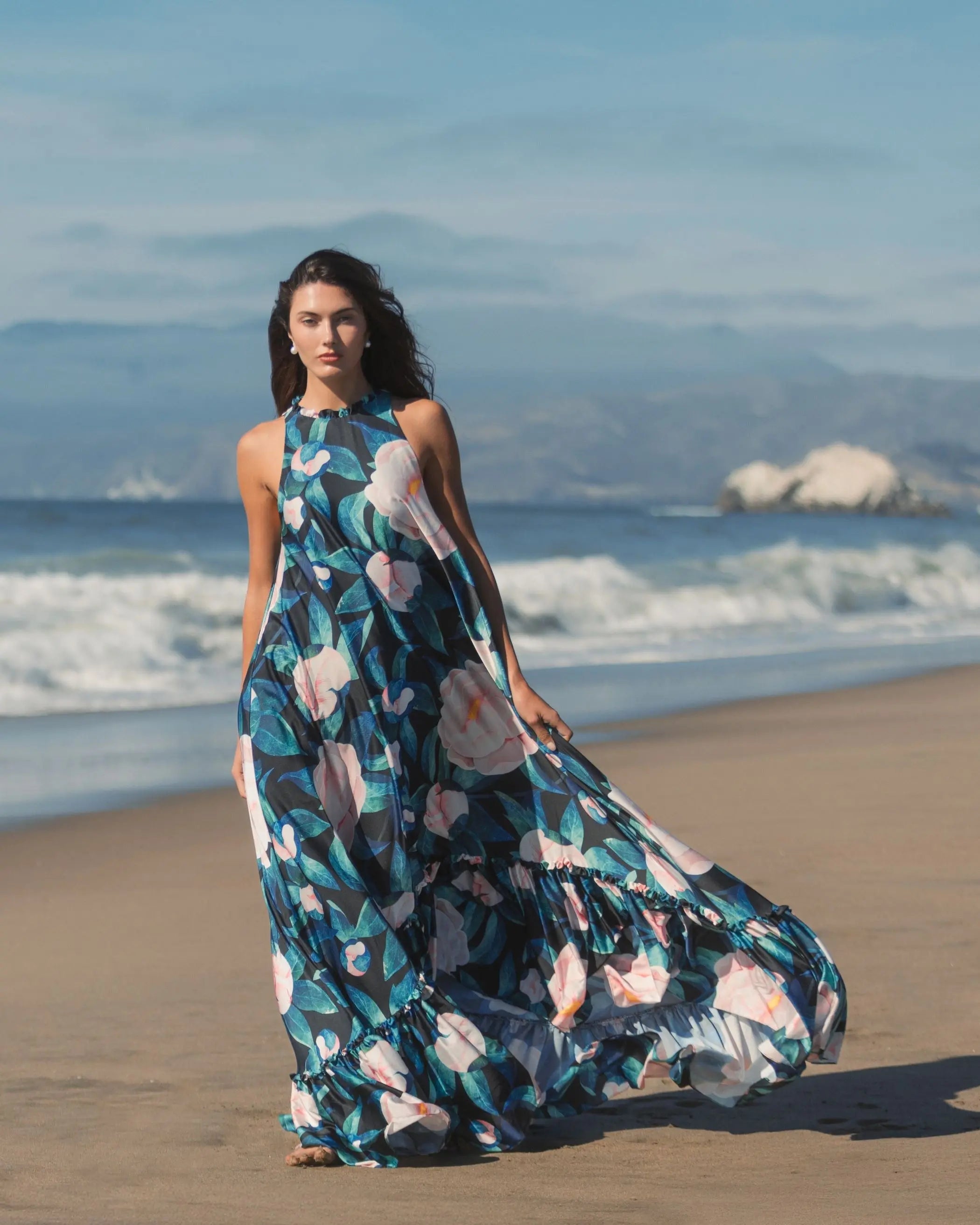 Multicolor High Neck Floral Babydoll Long Dress - FINAL SALE