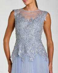 Purple Sleeveless Embellished Bodice A-Line Gown