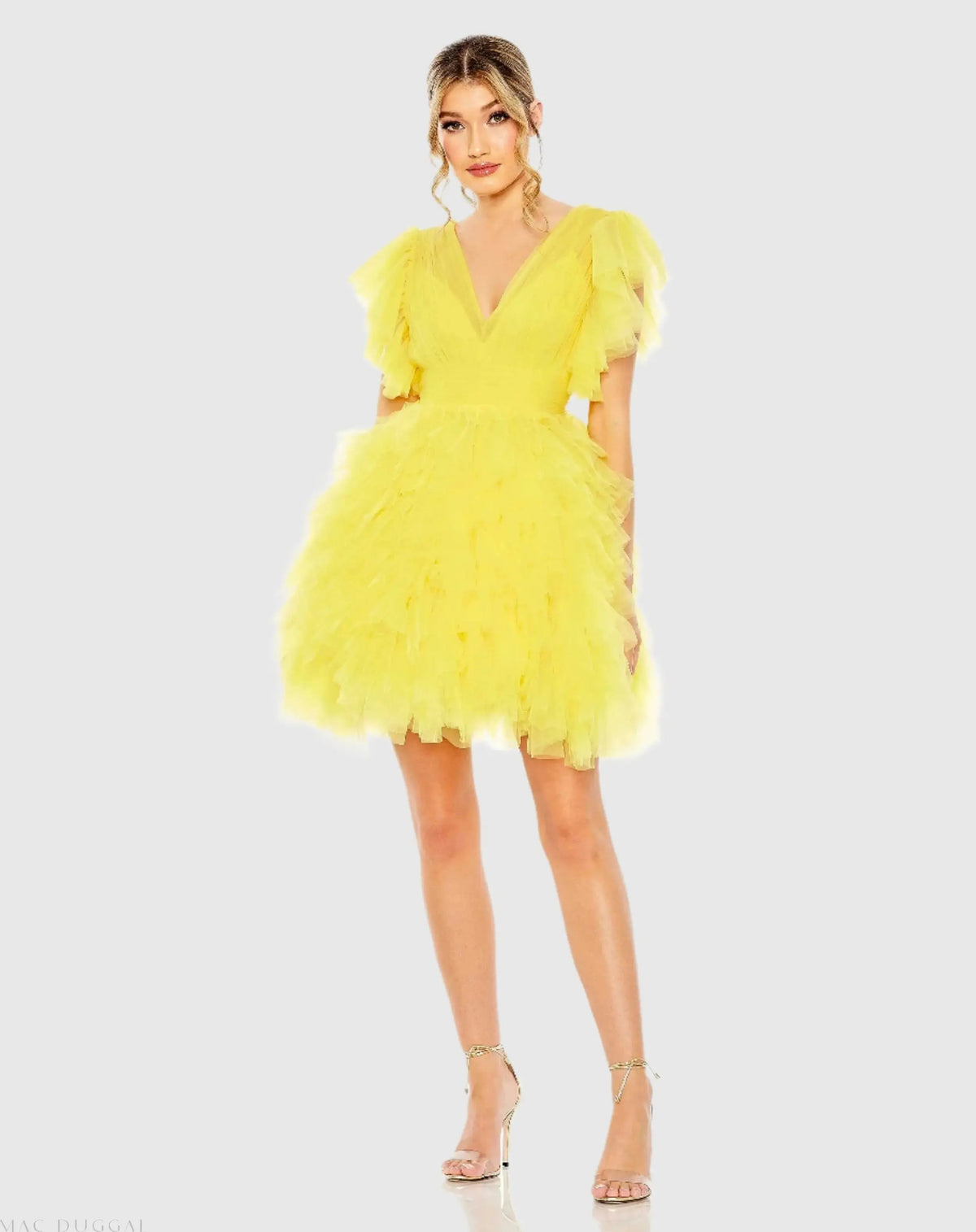 Flutter Ruffle Sleeve Tiered Dress