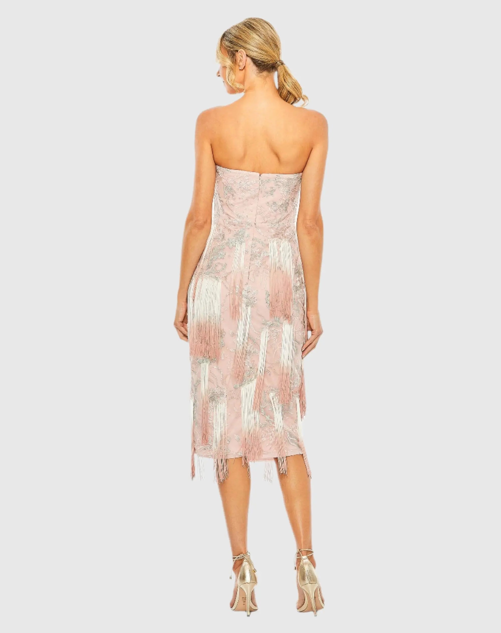 Pink Bow Front Ombre Fringe Detailed Dress - FINAL SALE