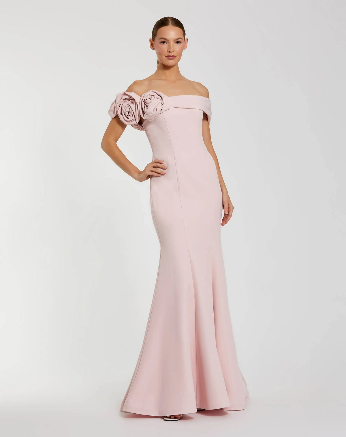 Off The Shoulder Crepe Mermaid Gown