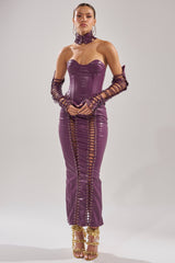 WHAT THE HELLY PU MIDI DRESS