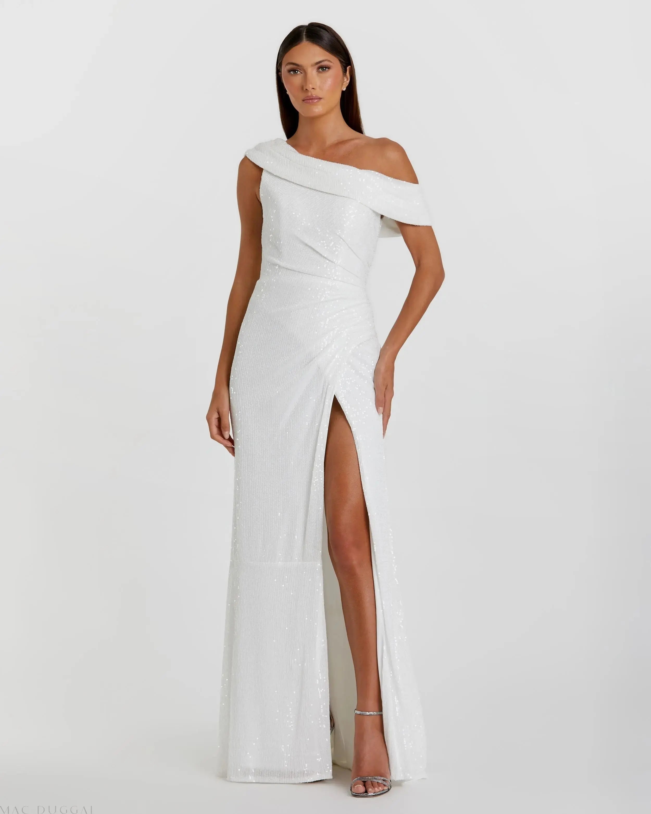 Sequined Drop Shoulder Gown