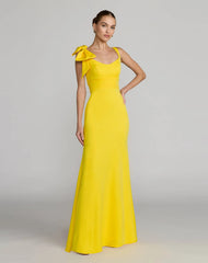 Scoop Neck Trumpet Gown with Bow