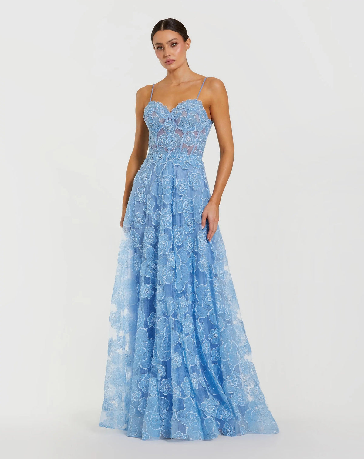 Embroidered Sweetheart Neck A-Line Gown