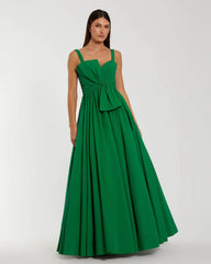 Green Sleeveless Corset Ball Gown With Bow