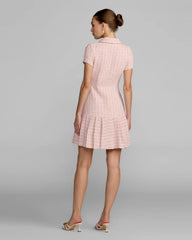 Pink Boucle Button Front Mini Dress