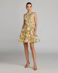 Floral Embroidered Sleeveless A-Line Mini Dress