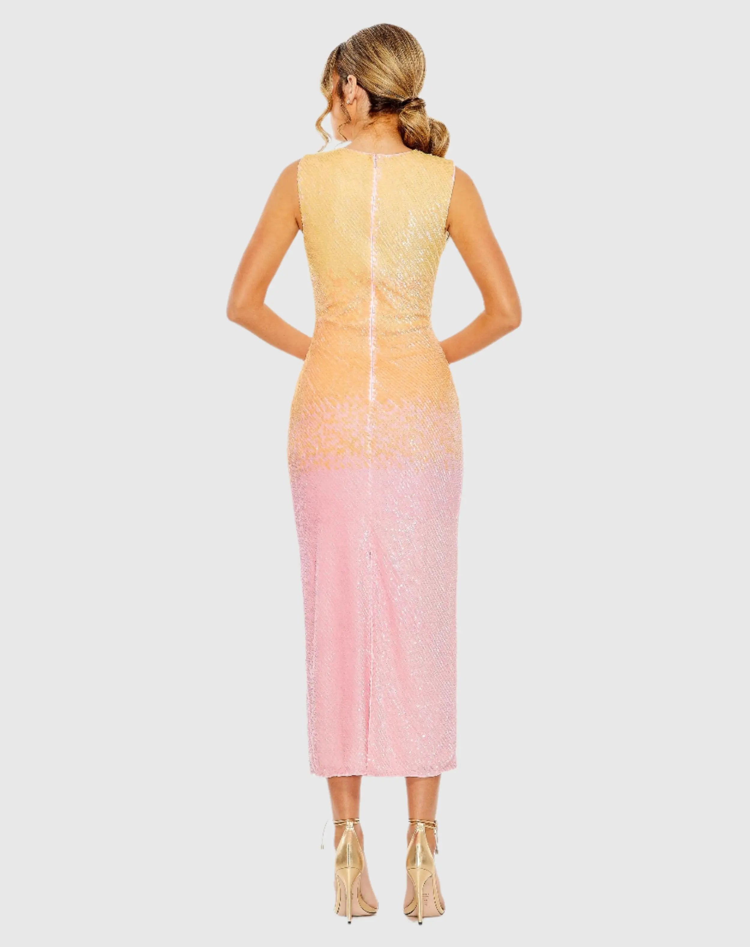 Multicolor High Neck Ombre Sequin Cocktail Dress - FINAL SALE
