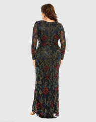 Black High Neck Beaded Embellished Gown