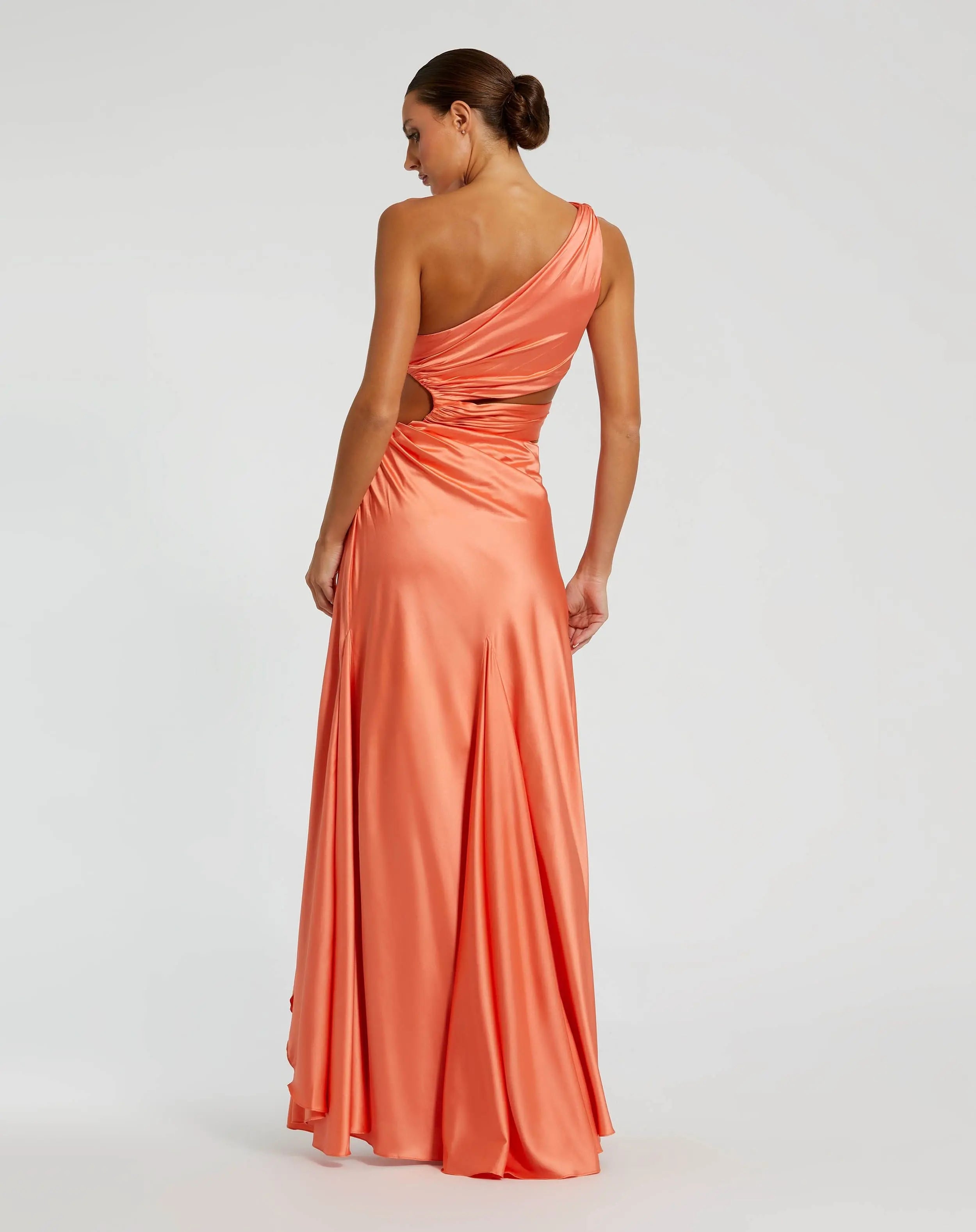 Orange Cut Out One Shoulder Satin Gown - FINAL SALE