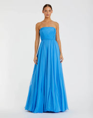 Strapless Chiffon Gown With Braided Belt