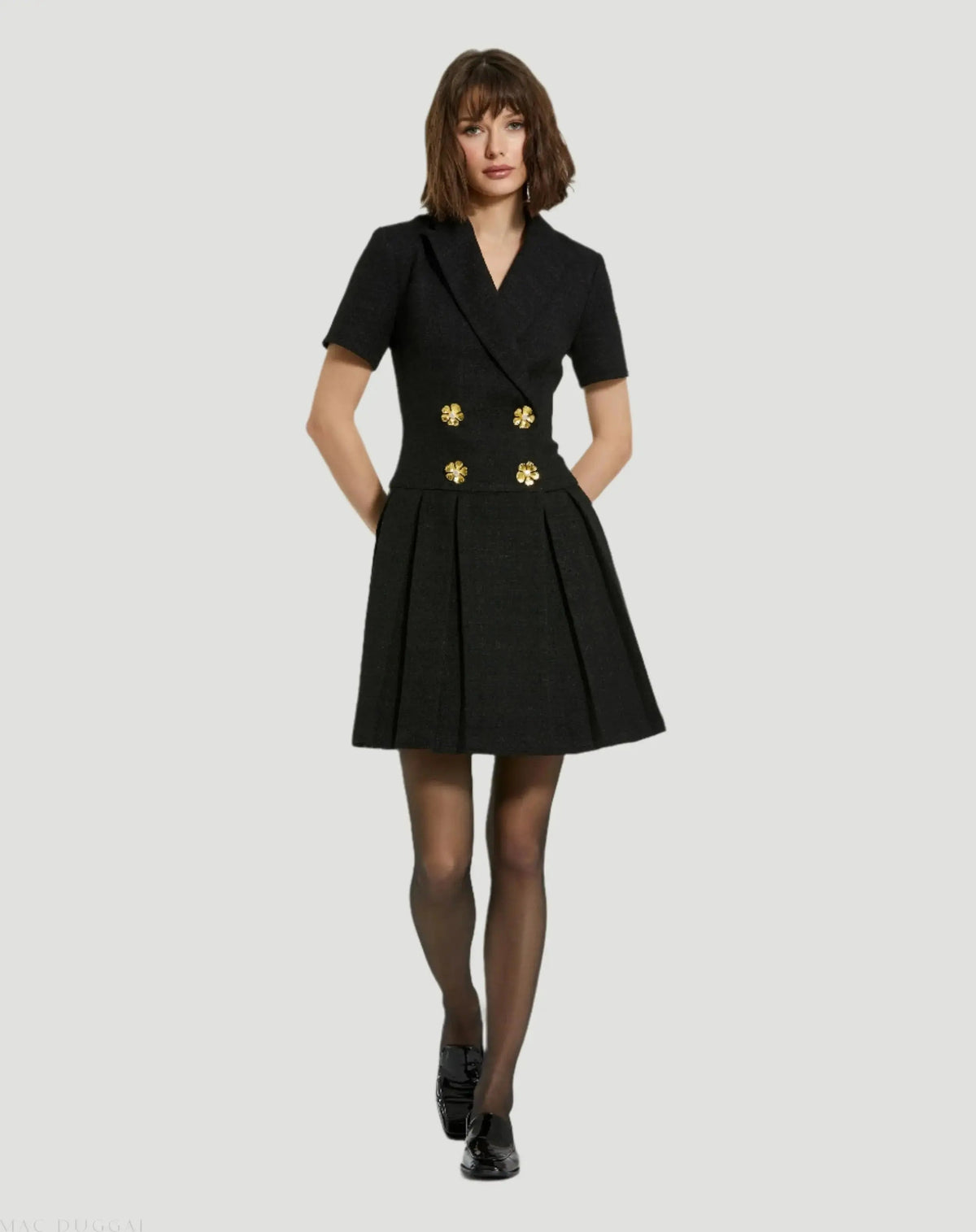 Tweed Short Sleeve Blazer Mini Dress