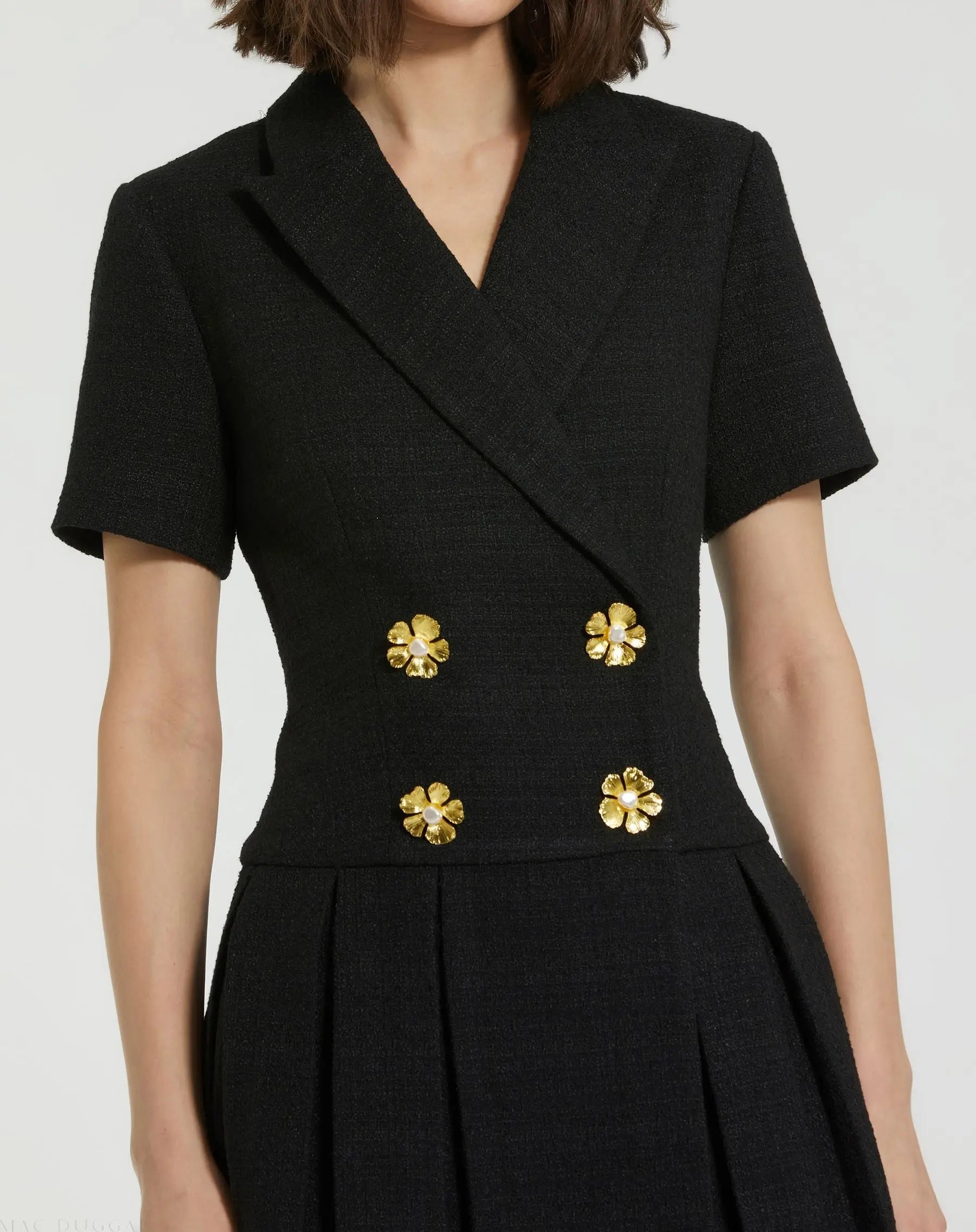 Black Tweed Short Sleeve Blazer Mini Dress