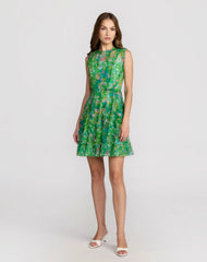 Micro Ruffle Floral A-Line Mini Dress