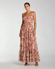 Multicolor Floral Ruffle Tiered Maxi Dress