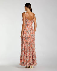 Multicolor Floral Ruffle Tiered Maxi Dress