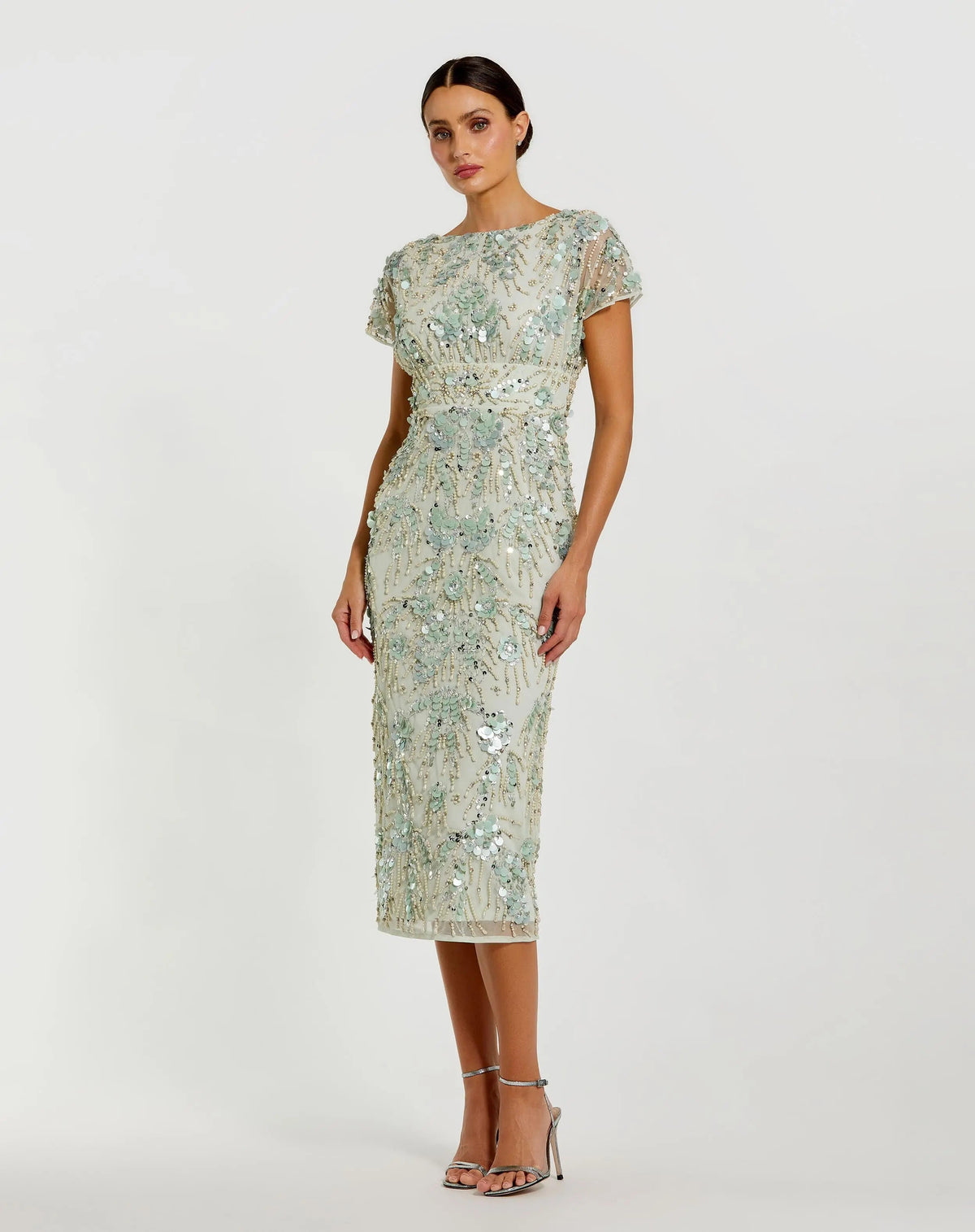 Embellished Cap Sleeve Midi Dress