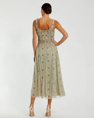 Sleeveless Scoop Neck Embellished Midi Dress