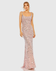 Sequined Low Back Slip Gown