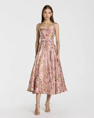 Sleeveless Brocade A Line Midi Dress