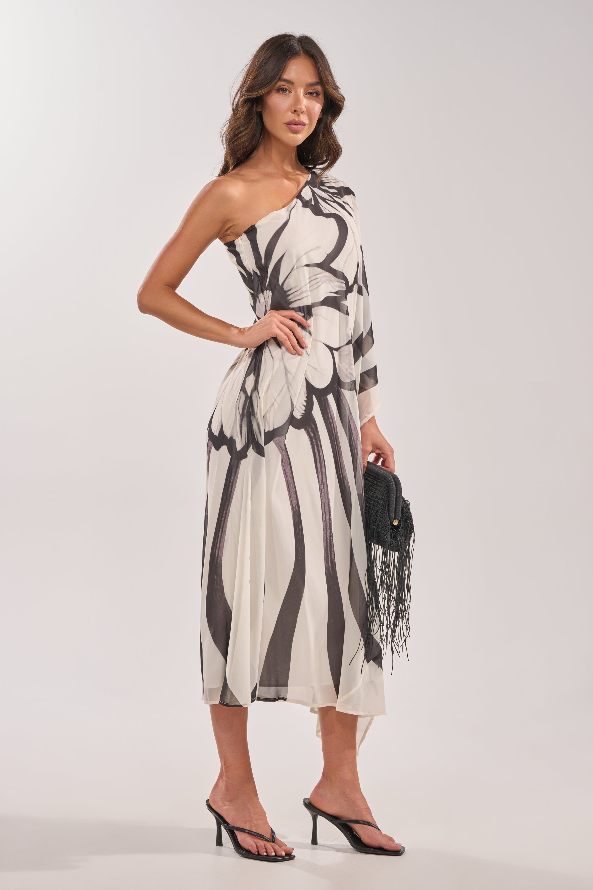 TROPICAL NIGHTS ONE SHOULDER MAXI DRESS