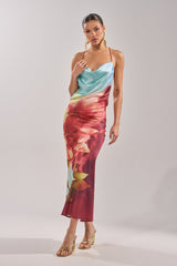 WORK OF ART SATIN MAXI DRESS